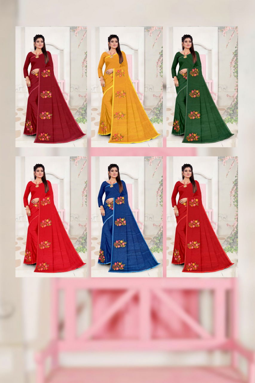 Shanaya Activa Fancy Designer Regular Waer Embroidery Work Chiffon Saree Collection